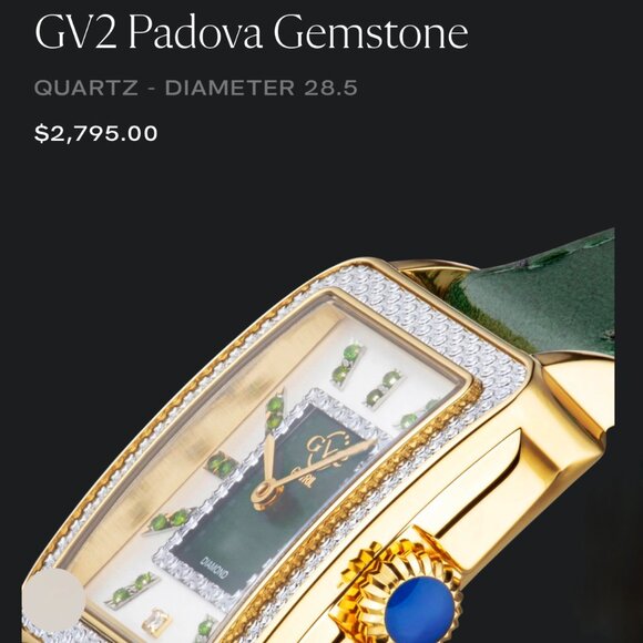 GV2 by Gevril Women\'s Padova Gemstone Swiss Quartz Diamond Accent Green NEW main image 5